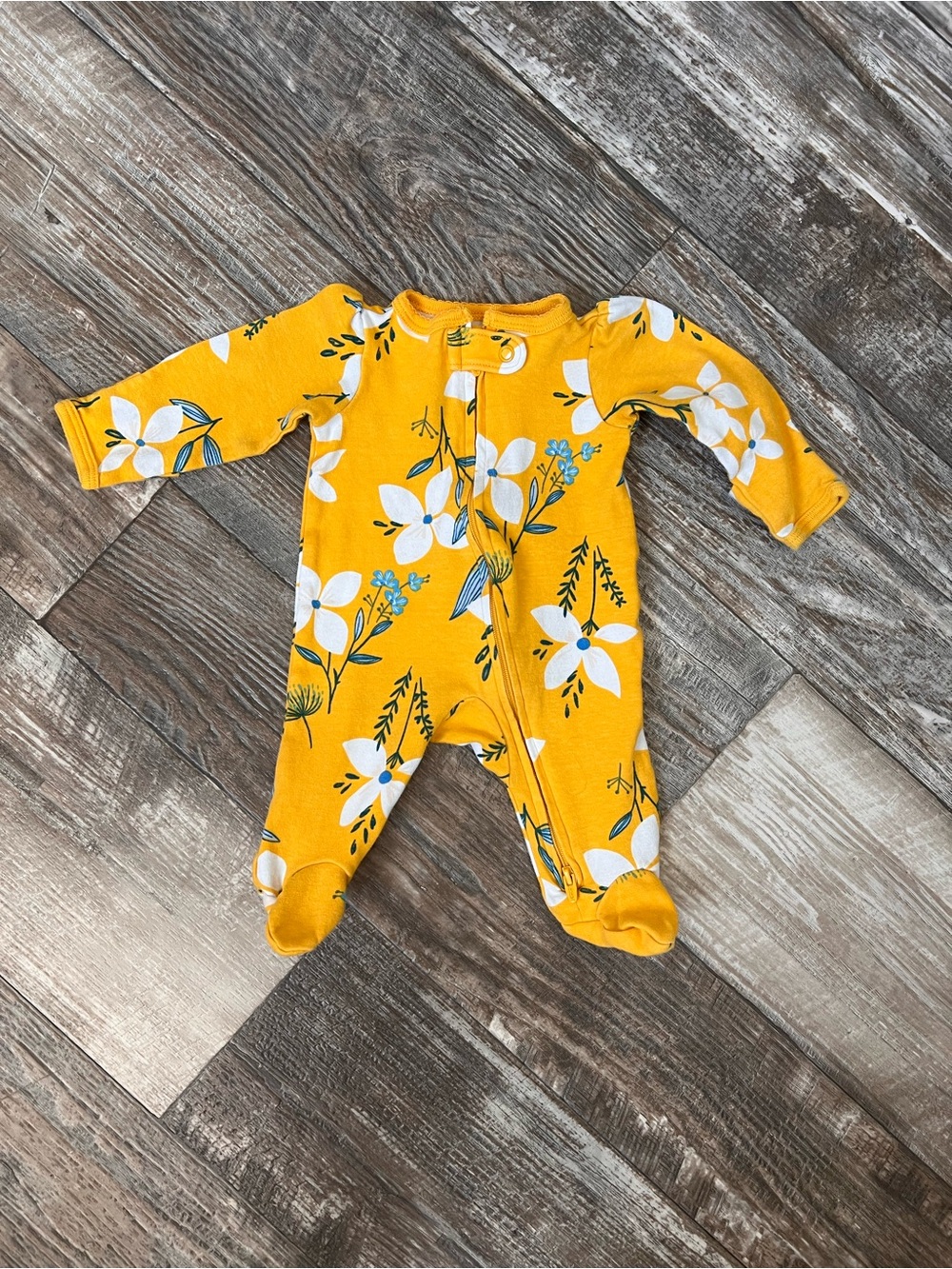 Carter's Yellow Floral Footed One-Piece